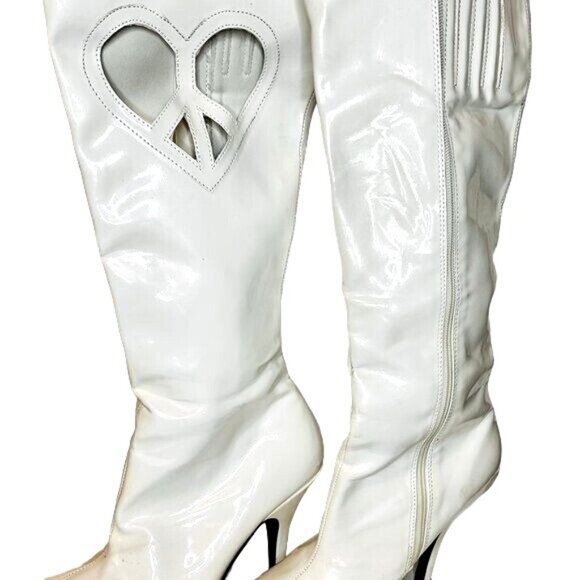 White Platform Women's Go-Go Boots Ugly Silent Disco, Cosplay Sz 10M (run small) - Picture 2 of 9